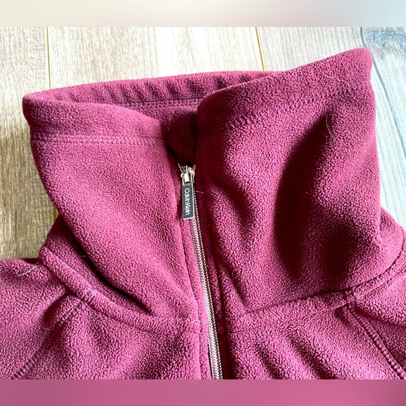 Calvin Klein Performance burgundy warm fleece full zip sweater w/ high collar - Picture 2 of 9